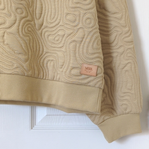 Vans Trippy Skate Maze Embroidered Oversized Pullover Crewneck Sweatshirt Tan L - Picture 9 of 13